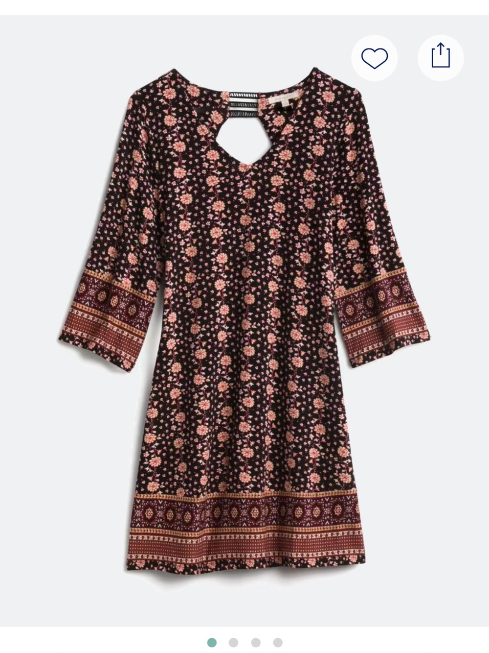 Skies Are Blue Black Dress with Pink Floral Print